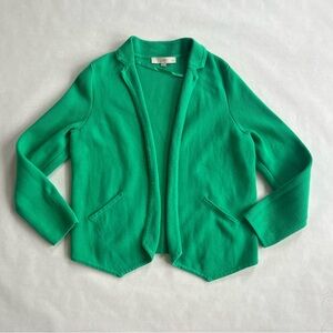 Ann Taylor Loft Green Cotton Knit Open Front Cardigan Size Petite Large